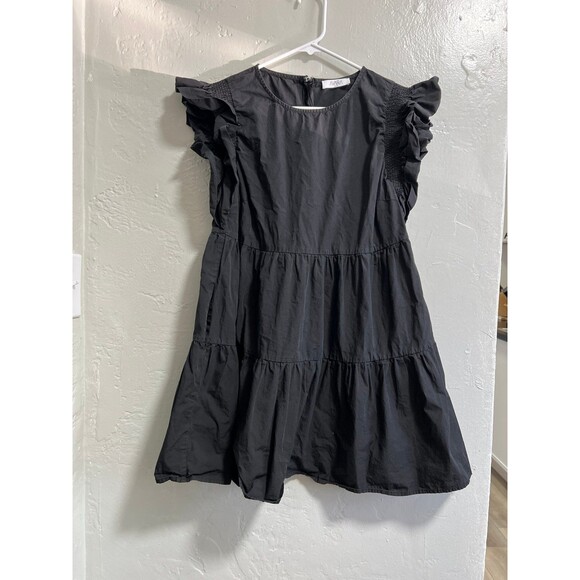 Avara Black Tiered Mini dress flowy coquette summer dress - Picture 2 of 5